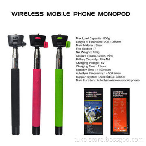 Self-Shooting 7-sections Fold-able Wireless Smartphone Mono-pod